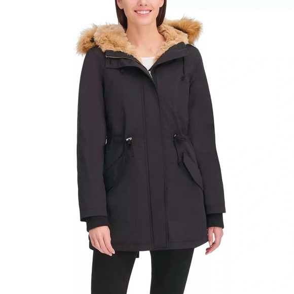 NWT Women's Levi's Arctic Cloth Fishtail Parka Jacket Size M Black - Picture 2 of 11